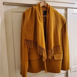 Italian Mustard Wool Coat with Fringe